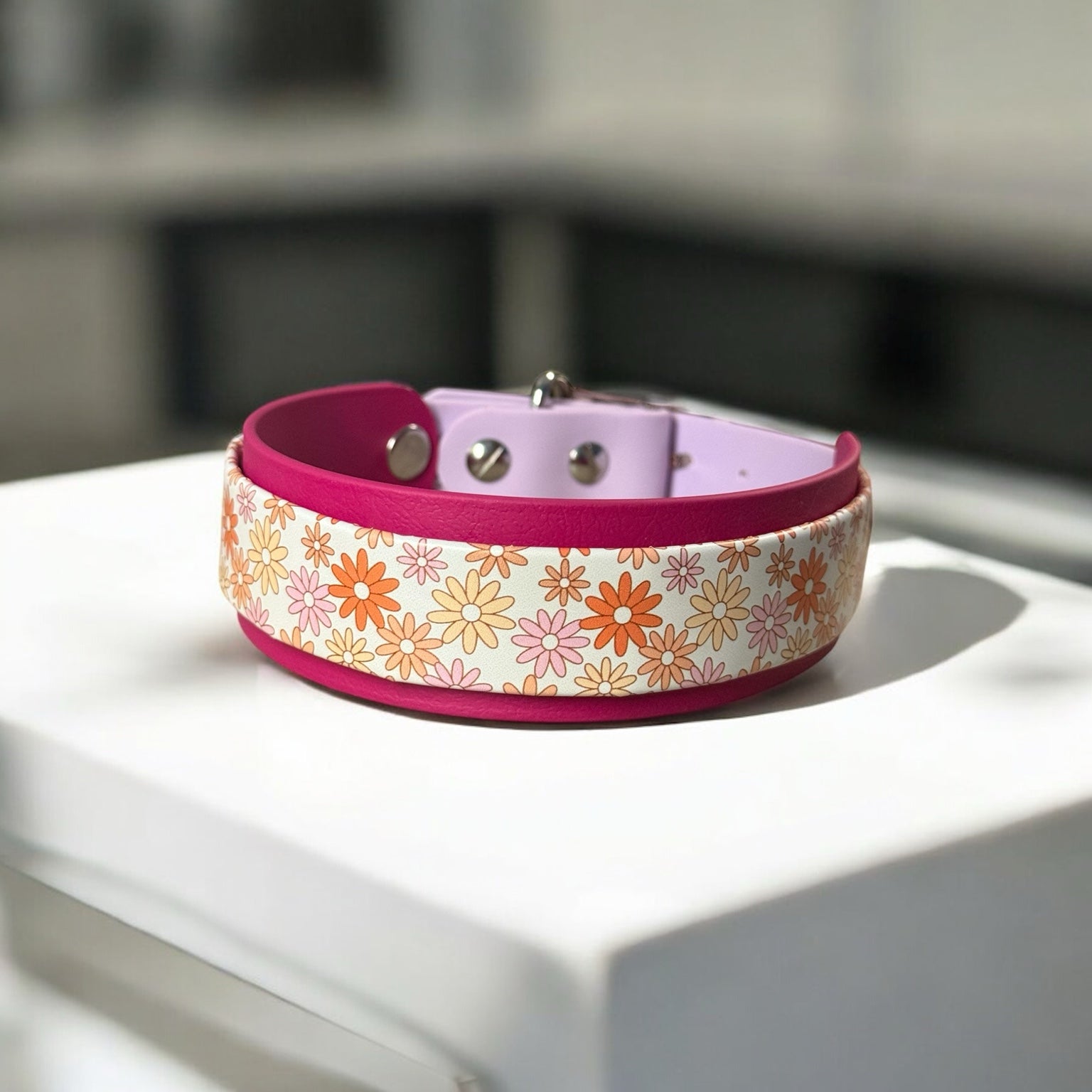 Pink Daisy - Biothane Collar