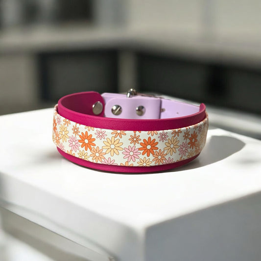 Pink Daisy - Biothane Collar