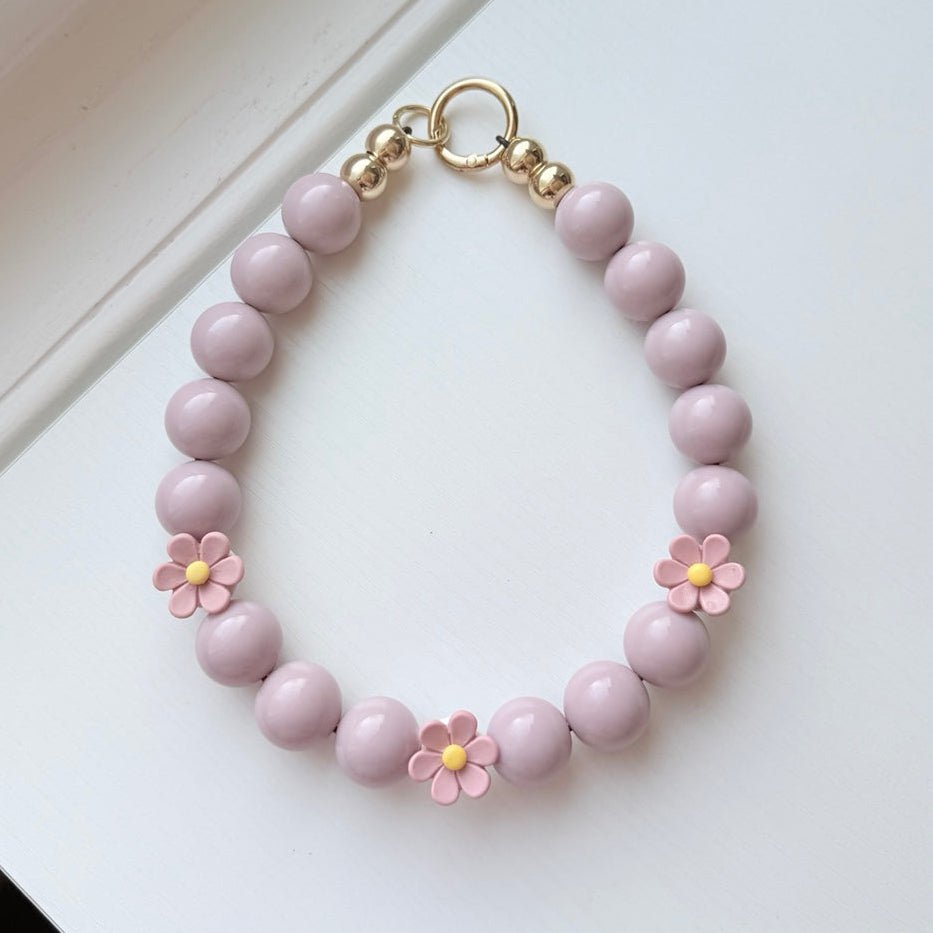 mauve flower necklace - The Collar Loft