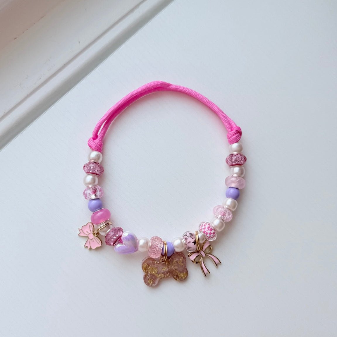 pink bow necklace - The Collar Loft