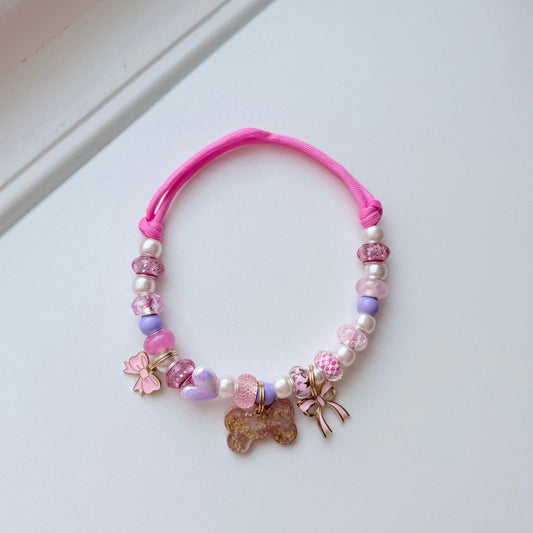 pink bow necklace - The Collar Loft