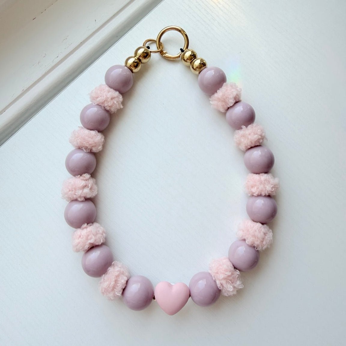 pink heart necklace - The Collar Loft
