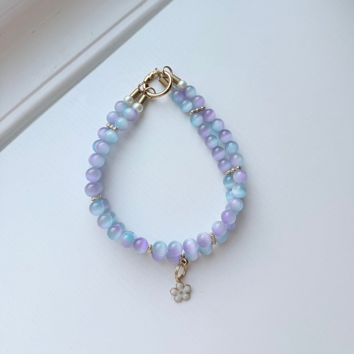 purple + blue double layer necklace - The Collar Loft